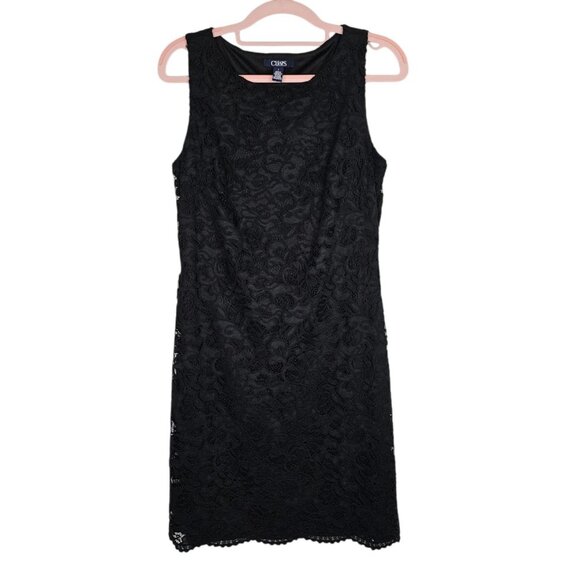 CHAPS by RALPH LAUREN Y2K Little BLACK LACE Dress size 8 Chic Elegant Cocktail - Picture 1 of 7